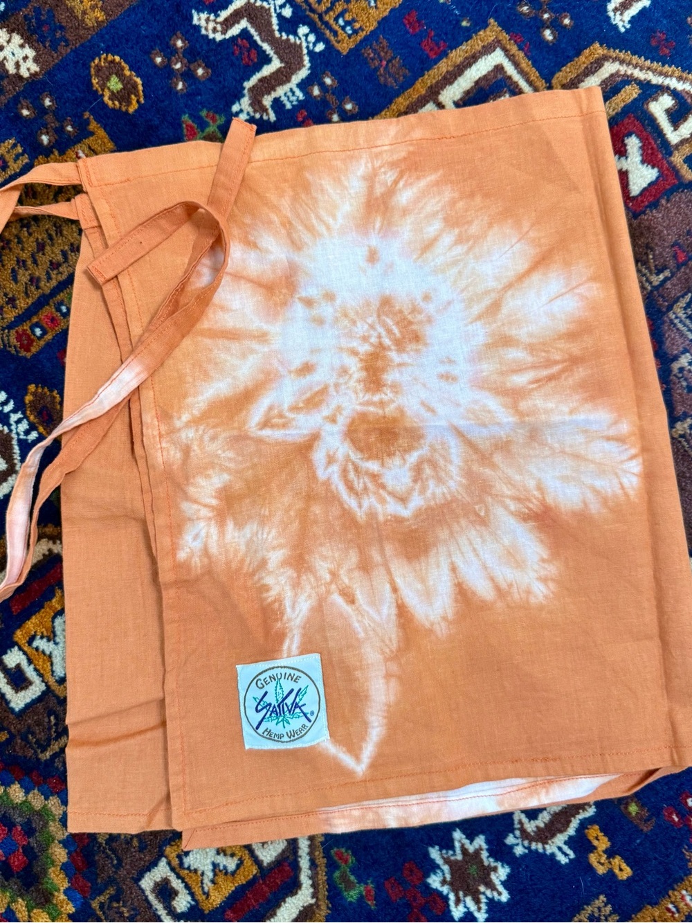 New Hemp Tie-Dye Orange Wrap Mini Skirt